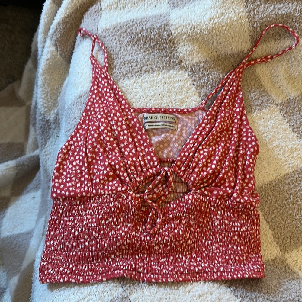 Urban outfitters pink and white crop top
